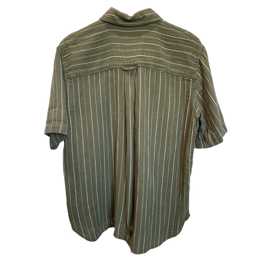 Madewell Lightspun Stripe Button Up Shirt | Coastal Boho Summer Top (M) - Picture 5 of 10